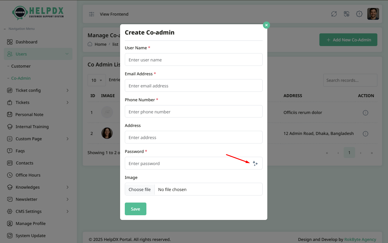 Add New Co-Admin Form
