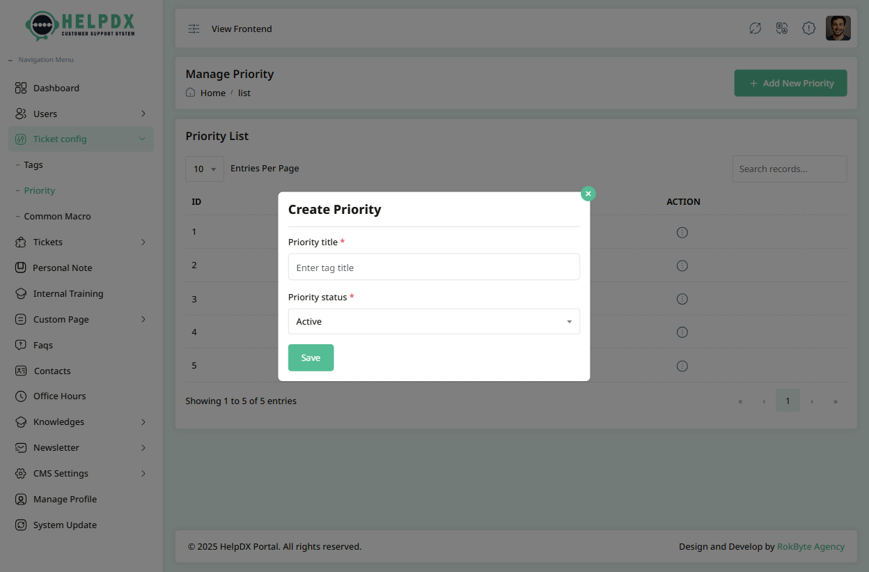 Add New Priority Form