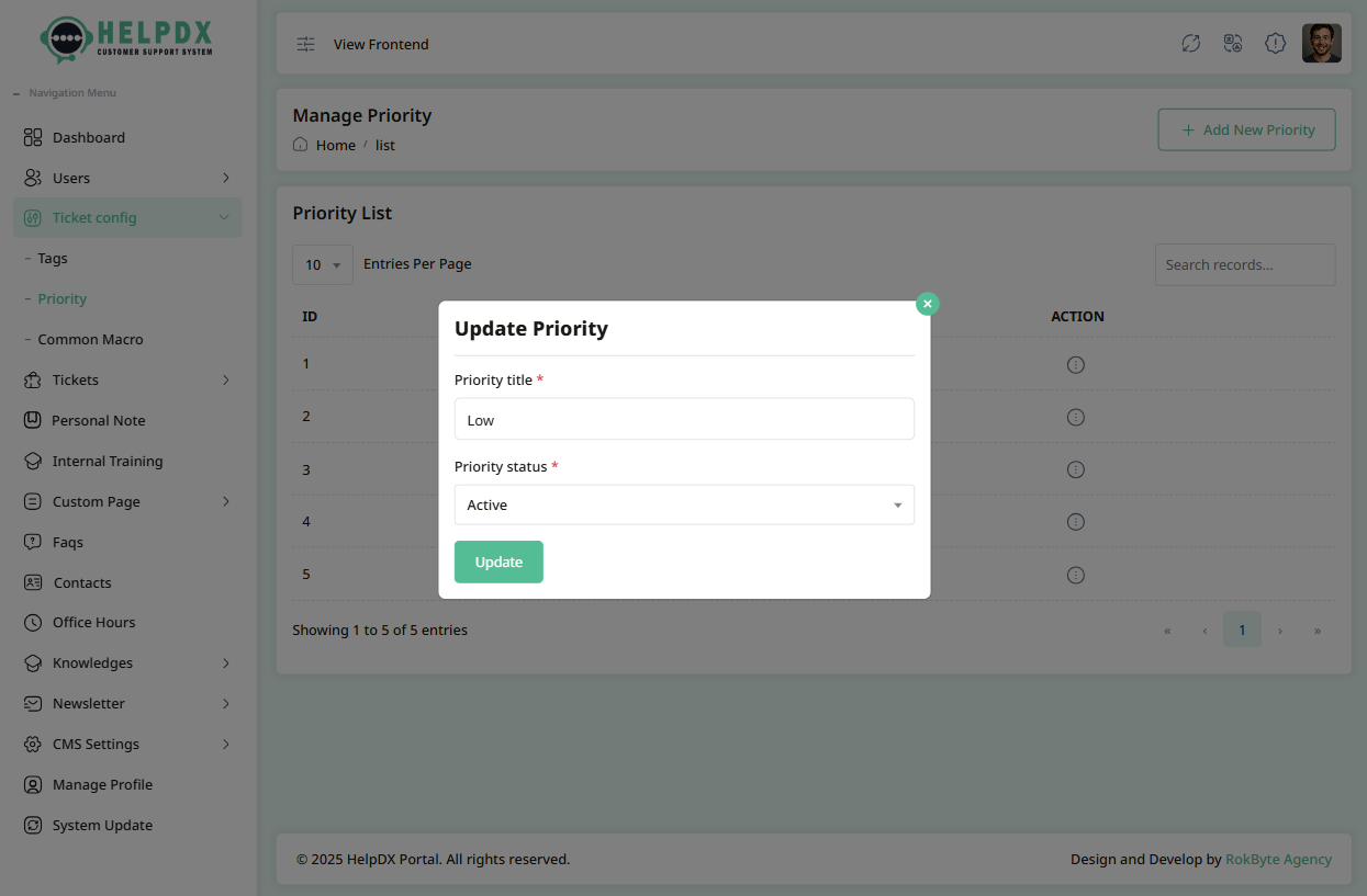 Update Priority Form