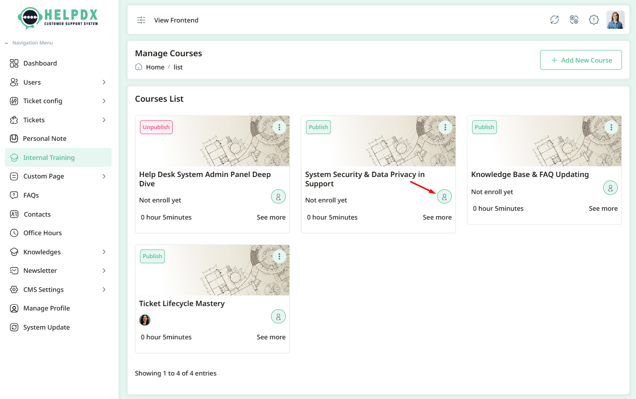 Course Enrollment Page