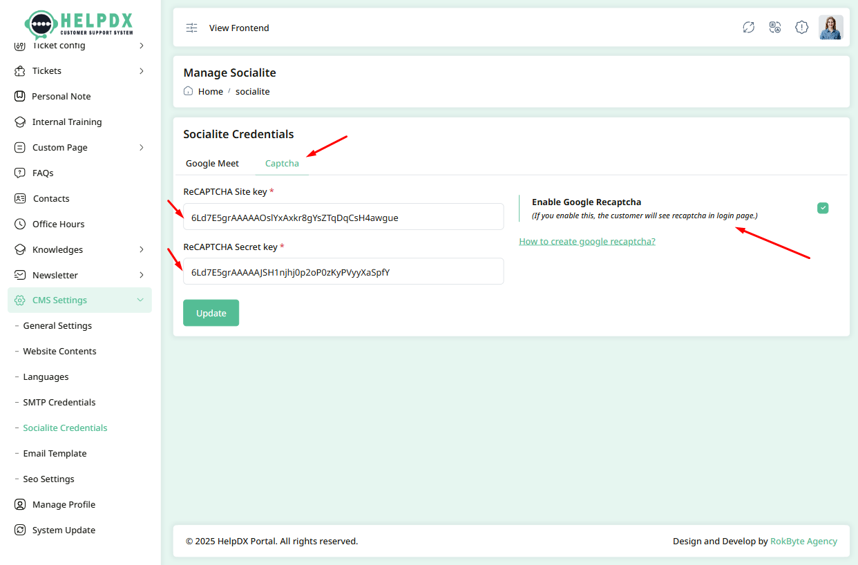 Google reCAPTCHA Settings