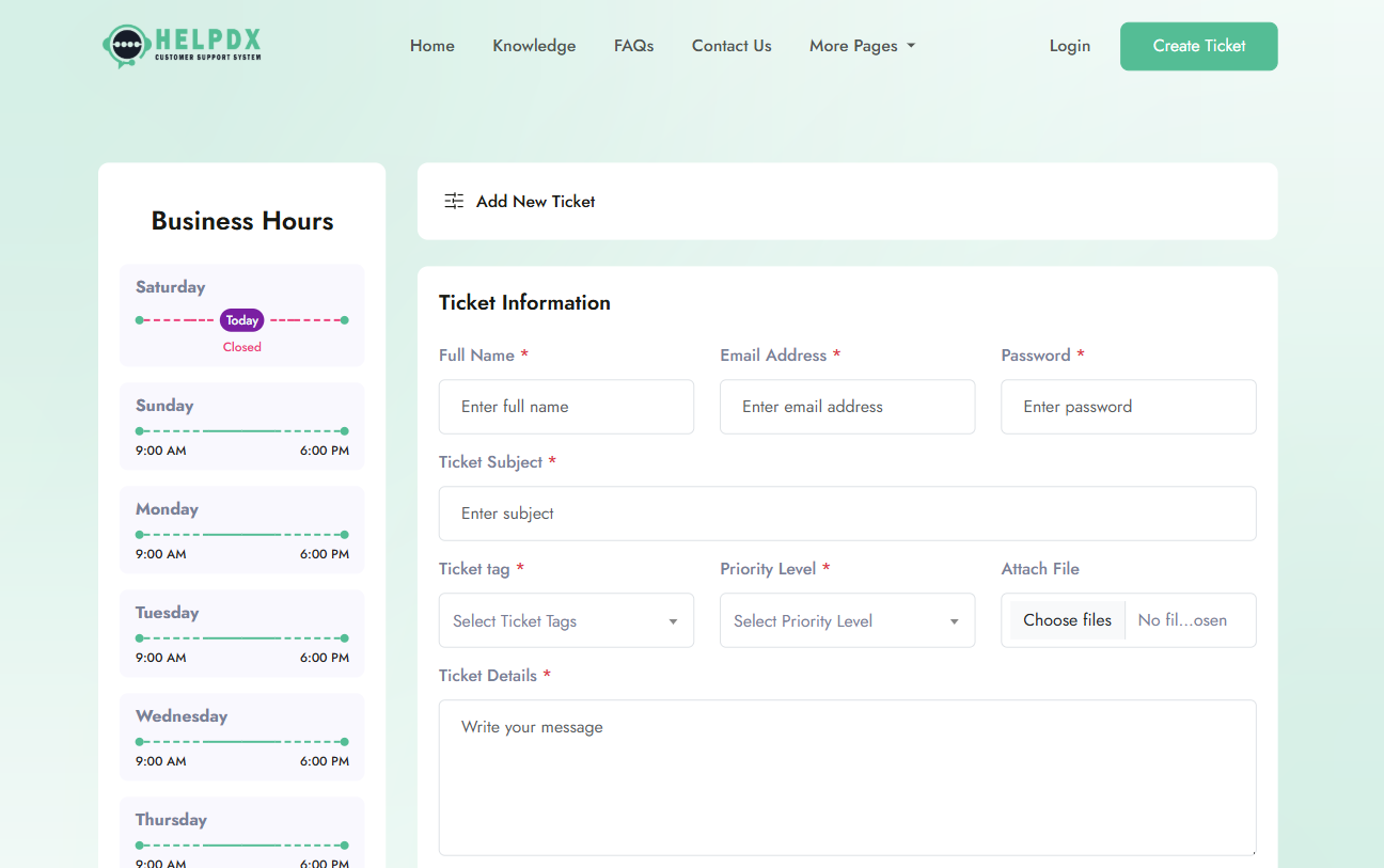Create Ticket