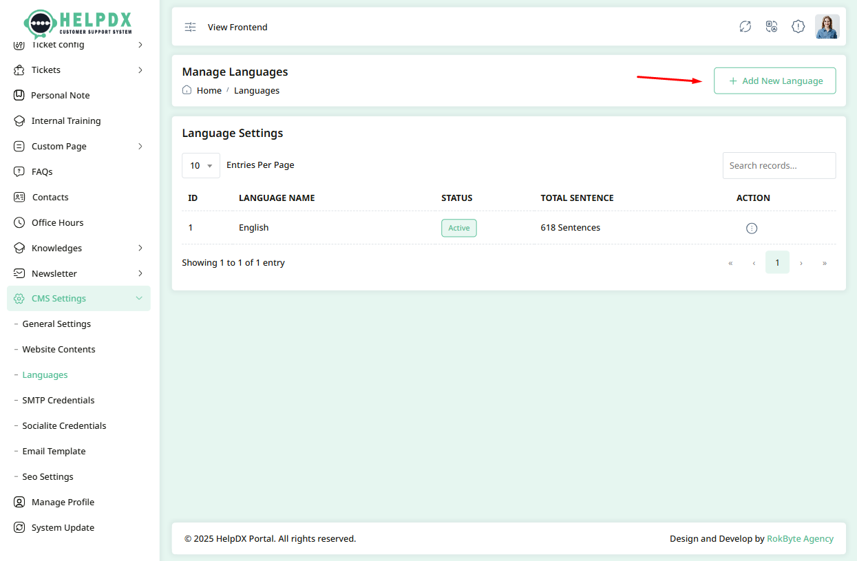 Language List Page