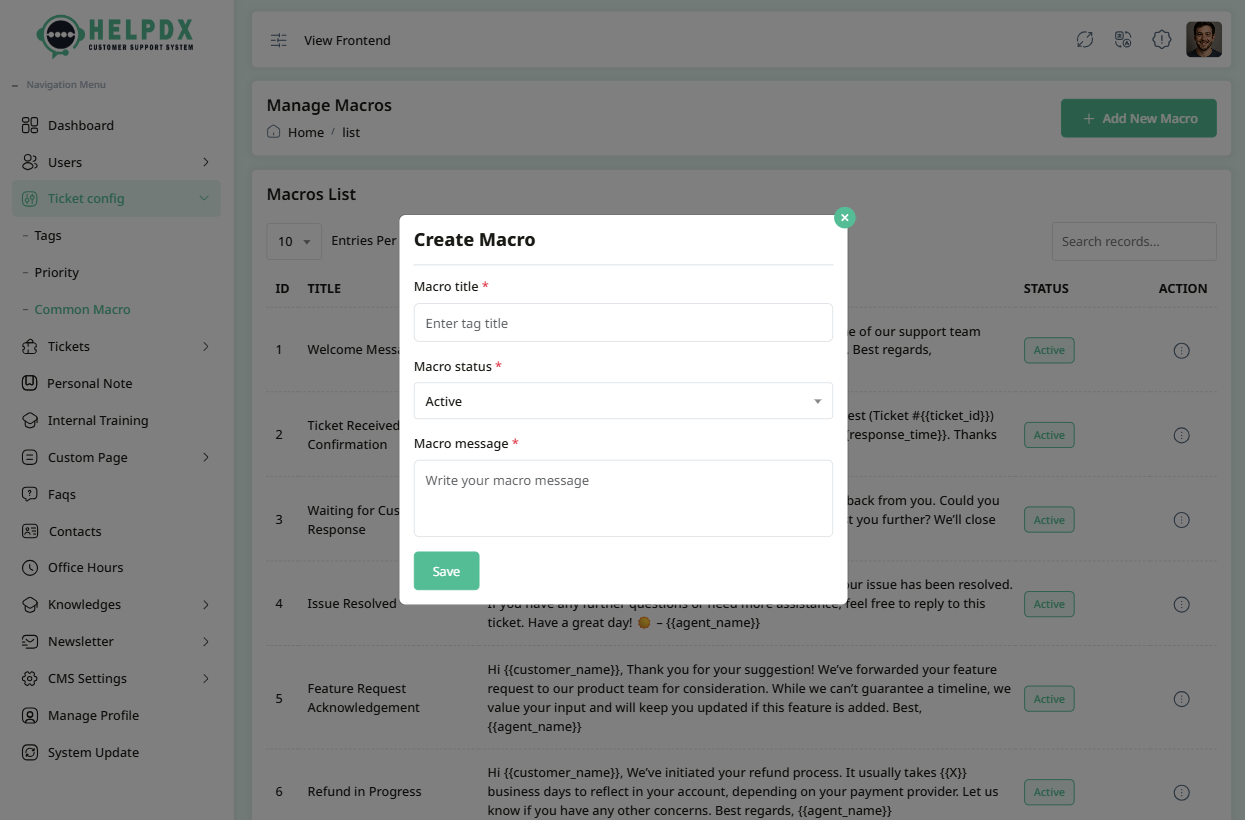 Add New Macro Form
