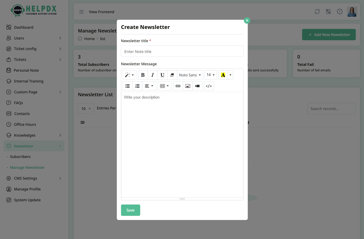 Create Newsletter Form