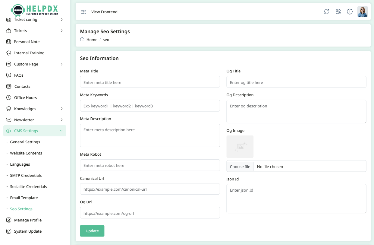 SEO Settings