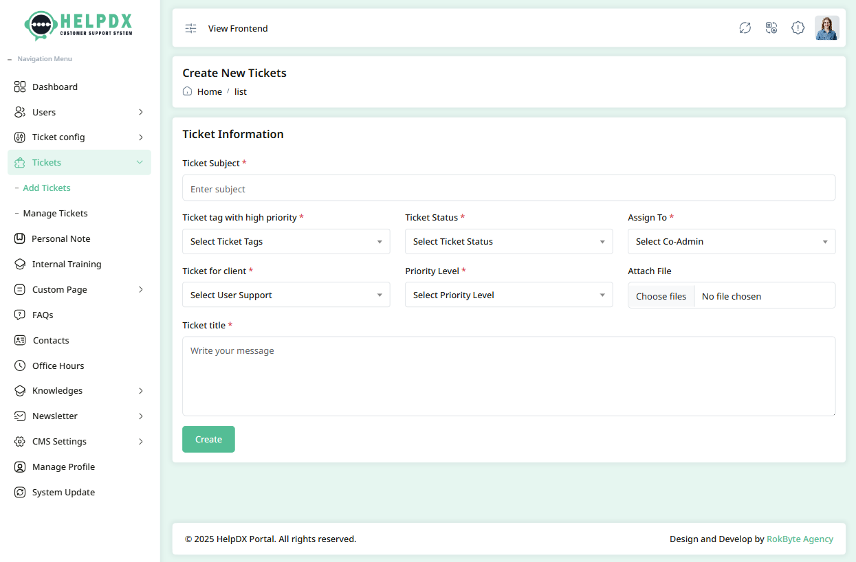Add New Ticket Form