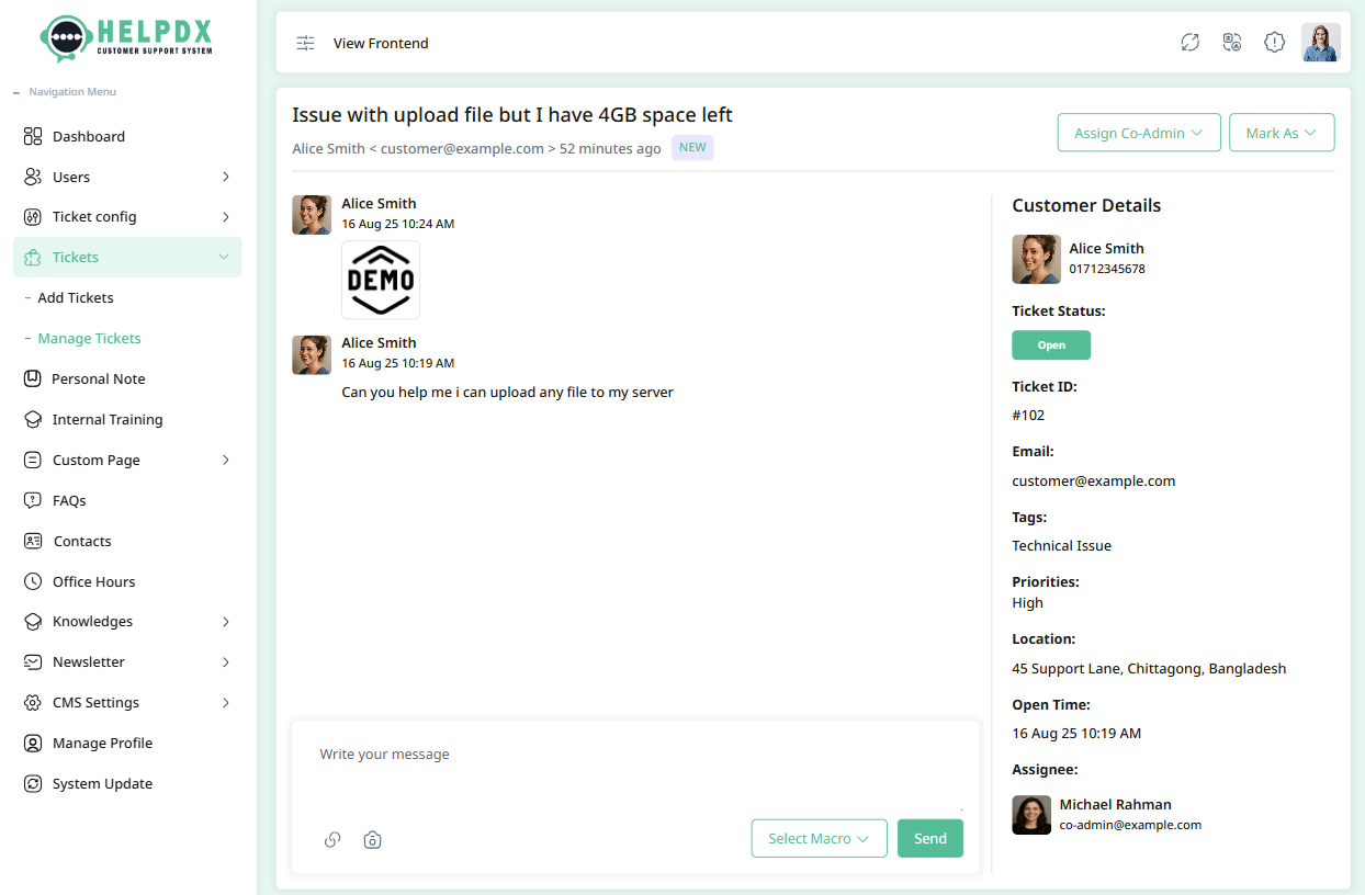 Add New Ticket Form